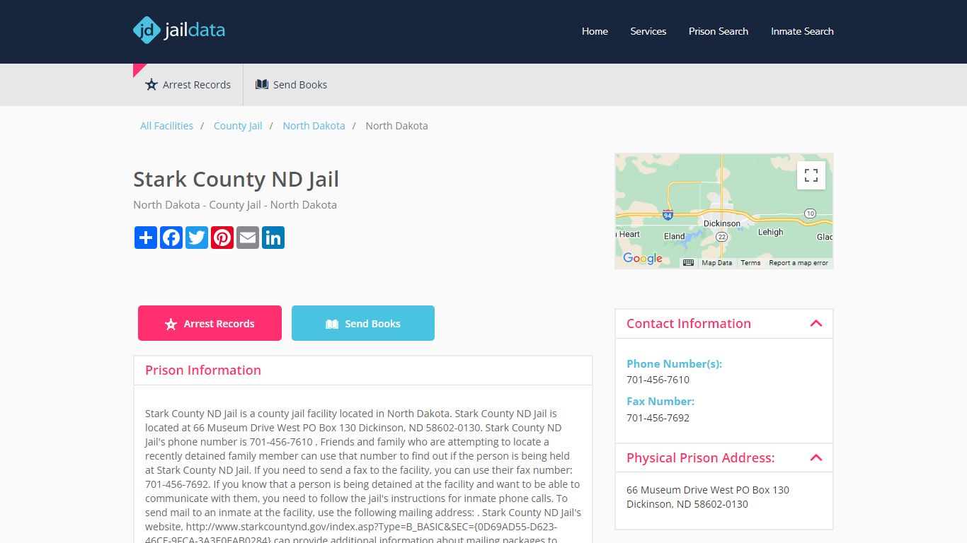 Stark County ND Jail Inmate Search and Prisoner Info - Dickinson, ND